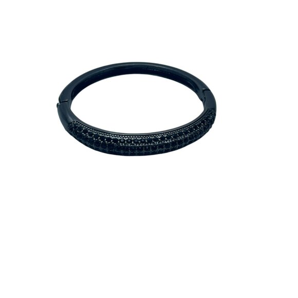 **Retro Black Gray Rhinestone Clamper Bracelet - Picture 10 of 10